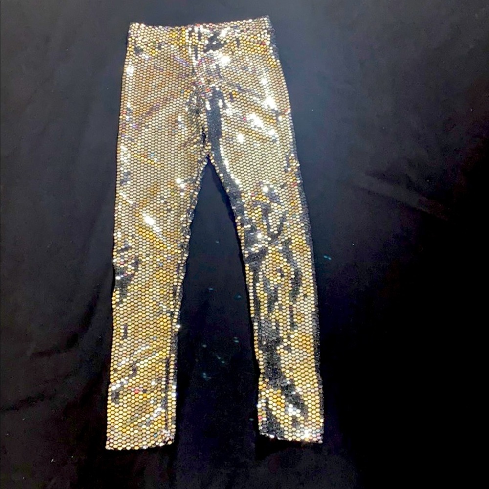 Silver Disco Iridescent Holographic Skinny Pants
